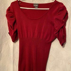 Dots red ruched sleeve blouse